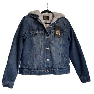 Women’s Blue Denim Fur Lined Jacket with Hood